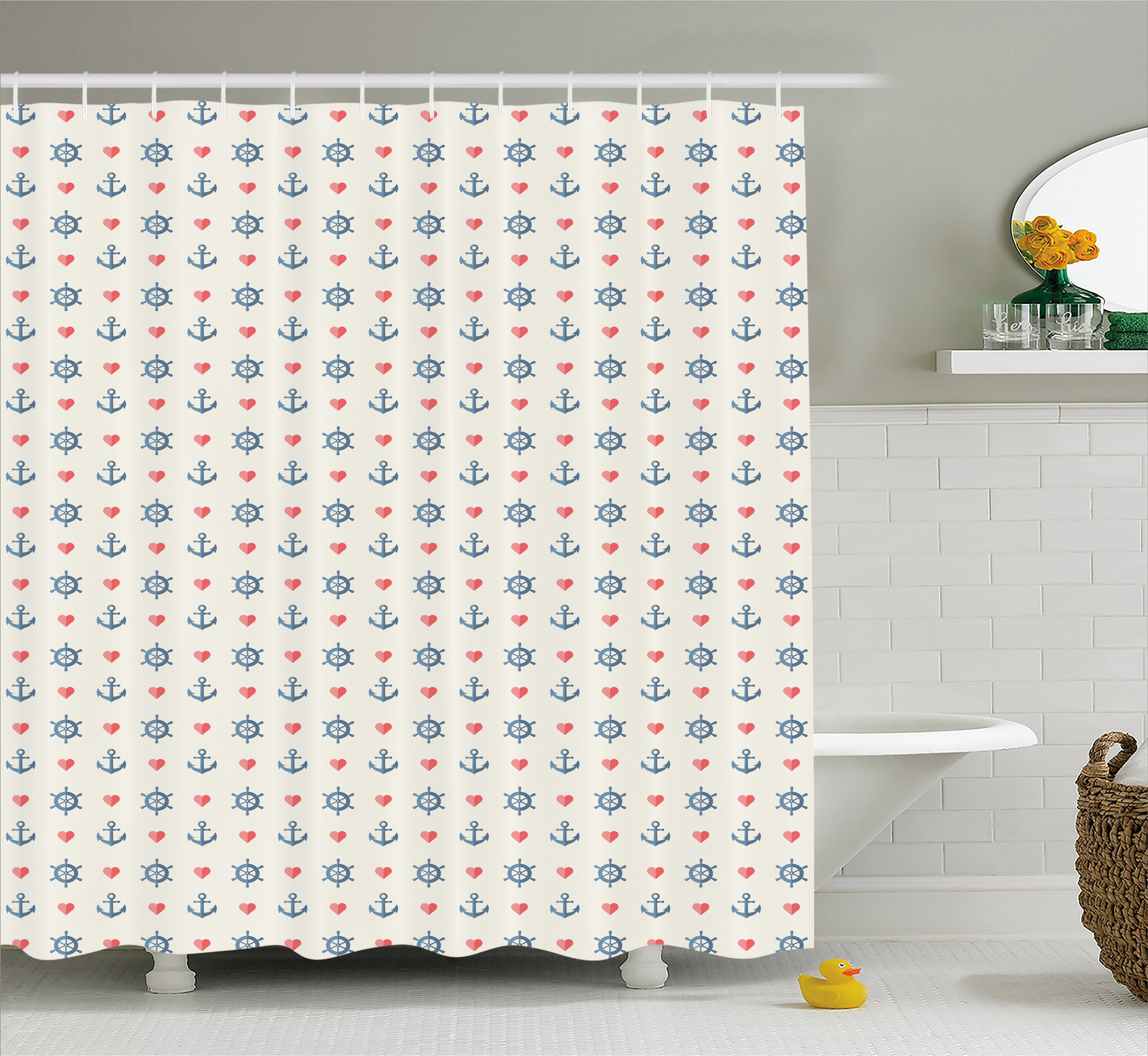 extra brown and red shower curtain anchor shower curtain cute maritime pattern with sea icons and little red hearts romance love ocean extra brown and red shower curtain anchor shower curtain cute maritime pattern with sea icons and little red hearts romance love ocean
